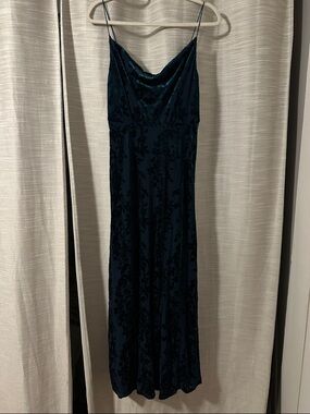 Trixxi Teal Velvet Burnout Spaghetti Strap Maxi Dress